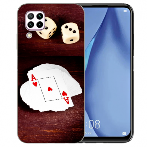 Huawei P40 Lite Silikon TPU Schutzhülle mit Spielkarten-Würfel Bilddruck 