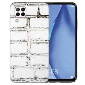 Silikon TPU Hülle mit Weiße Mauer Bilddruck für Huawei P40 Lite Etui