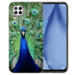 Silikon TPU Schutzhülle mit Pfau Bilddruck für Huawei P40 Lite Etui