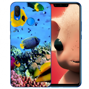 Huawei Nova 3i Silikon TPU Handy Hülle mit Bilddruck Korallenfische Etui 