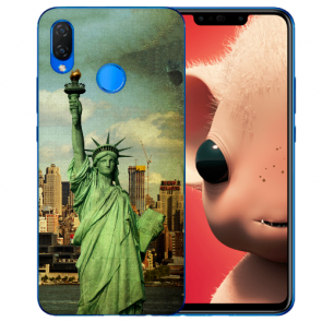 Huawei P Smart Plus Silikon TPU Hülle mit Bilddruck Freiheitsstatue