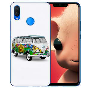 Huawei P Smart Plus Silikon TPU Handyhülle mit Hippie Bus Fotodruck 