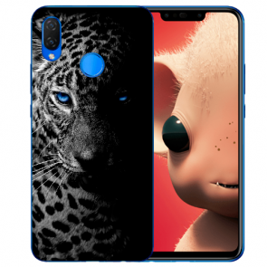 Huawei P Smart Plus TPU Silikonhülle mit Fotodruck Leopard mit blauen Augen