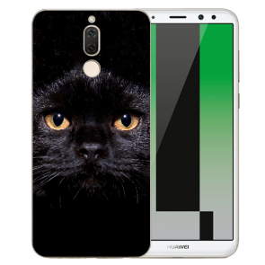 Huawei Mate 10 Lite Silikon TPU Schutzhülle mit Schwarz Katze Bilddruck