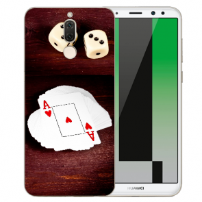 Huawei Mate 10 Lite Silikon TPU Hülle mit Spielkarten-Würfel Bilddruck 