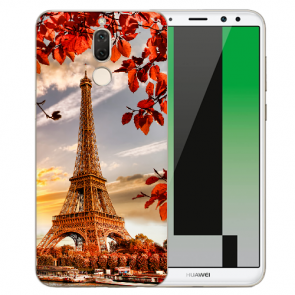 Huawei Mate 10 Lite Silikon TPU Hülle mit Eiffelturm Bilddruck Etui