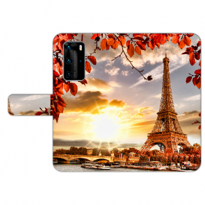 Handy Hülle Tasche für Huawei P40 mit Eiffelturm Bilddruck Etui
