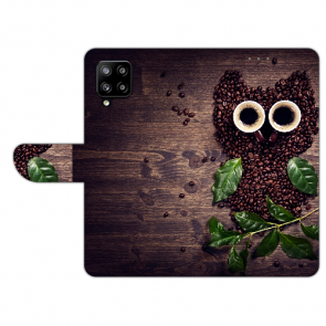 Handy Hülle mit Bilddruck Kaffee Eule für Samsung Galaxy A42 Etui