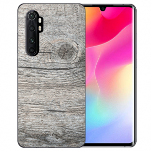 Xiaomi Mi Note 10 Lite Silikon TPU Hülle mit Bilddruck HolzOptik Grau