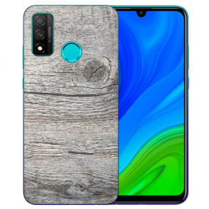 Huawei P Smart 2020 TPU Hülle mit Fotodruck HolzOptik Grau Etui