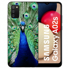 TPU Silikon Schutzhülle Backcover für Samsung Galaxy A03s Case Bilddruck Pfau