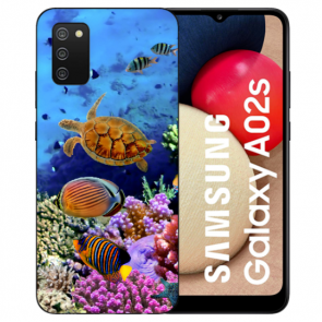 Silikon Schutzhülle Cover Case Bilddruck für Samsung Galaxy A03s Aquarium Schildkröten