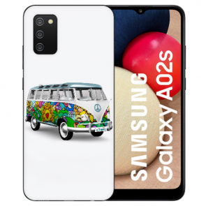TPU Silikon Backcover Case mit Motiv Bilddruck Hippie Bus für Samsung Galaxy A03s