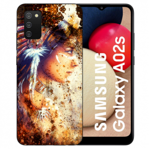 TPU Schutzhülle Backcover für Samsung Galaxy A03s Case Bilddruck Indianerin Porträt