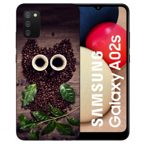 Silikon Schutzhülle Cover Case Bilddruck für Samsung Galaxy A03s Kaffee Eule