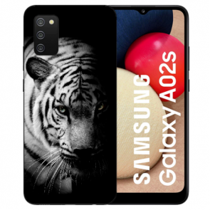 individuelle Schutzhülle mit Foto Bild für Samsung Galaxy A02S Tiger Schwarz Weiß