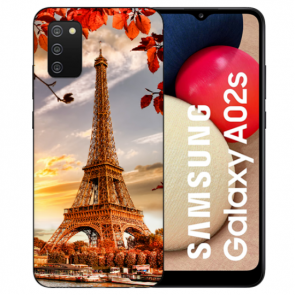 TPU Schutzhülle Backcover für Samsung Galaxy A03s mit Motiv Eiffelturm Bilddruck 