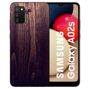 Silikon Backcover Case Bilddruck Holzoptik Dunkelbraun für Samsung Galaxy A03s