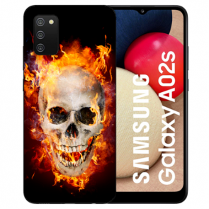 individuelle Schutzhülle mit Foto Bild für Samsung Galaxy A02S Totenschädel Feuer
