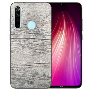 XIAOMI Redmi Note 8 TPU Hülle mit Fotodruck HolzOptik Grau Etui