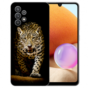 Samsung Galaxy A32 4G Schutzhülle TPU Bilddruck Leopard bei der Jagd 