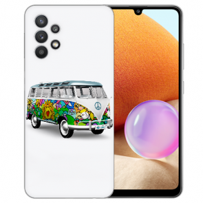 Samsung Galaxy A32 4G Schutzhülle Silikon TPU Bilddruck Hippie Bus