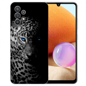Samsung Galaxy A32 4G Schutzhülle TPU Bilddruck Leopard mit blauen Augen
