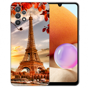 Samsung Galaxy A32 4G Schutzhülle Silikon TPU Fotodruck Eiffelturm