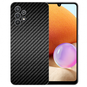 Schutzhülle Silikon TPU Hülle Fotodruck Carbon Optik für Samsung Galaxy A32 4G