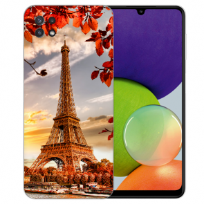 Samsung Galaxy A22 (5G) TPU Silikon Hülle mit Eiffelturm Bilddruck