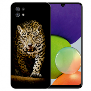 Samsung Galaxy A22 (5G) TPU Silikon Hülle mit Leopard bei der Jagd Foto Druck