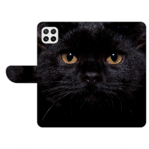 Samsung Galaxy A22 (5G) Handy Schutzhülle mit Schwarze Katze Fotodruck