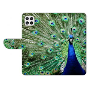 Samsung Galaxy A22 (5G) Handy Schutzhülle Etui mit Fotodruck Pfau