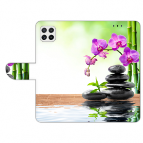 Samsung Galaxy A22 (5G) Handyhülle mit Fotodruck Orchidee Bambus und Basaltsteine