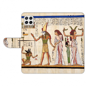 Samsung Galaxy A22 (5G) Handyhülle Tasche mit Götter Ägyptens Fotodruck 
