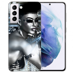 Samsung Galaxy S21 FE Silikon TPU Handy Hülle mit Fotodruck Robot Girl