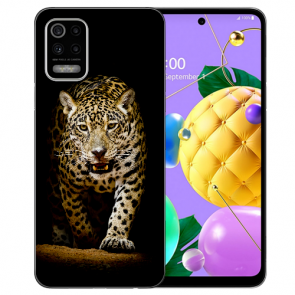LG K52 Handy Hülle Silikon TPU mit Fotodruck Leopard bei der Jagd