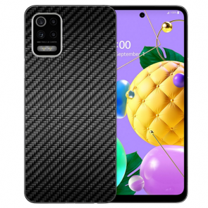 Schutzhülle Handy Hülle Silikon TPU für LG K52 mit Carbon Optik Bilddruck 