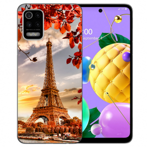 LG K52 Schutzhülle Handy Hülle Silikon TPU mit Eiffelturm Bilddruck 