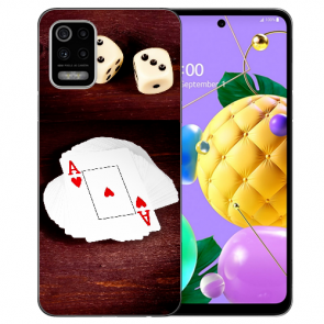 LG K52 Schutzhülle Handy Hülle Silikon TPU mit Spielkarten-Würfel Bilddruck 