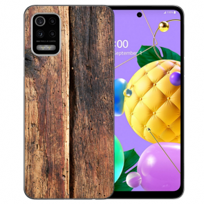 LG K52 Schutzhülle Handy Hülle Silikon TPU mit Fotodruck Holzoptik