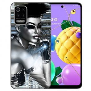 LG K52 Schutzhülle Handy Hülle Silikon TPU mit Fotodruck Robot Girl