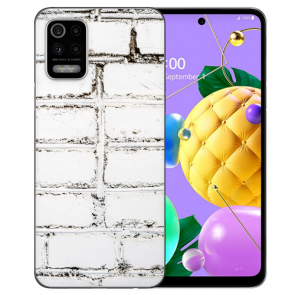 LG K52 Schutzhülle Handy Hülle Silikon TPU mit Fotodruck Weiße Mauer