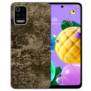 Schutzhülle Handy Hülle Silikon TPU für LG K52 mit Fotodruck Braune Muster