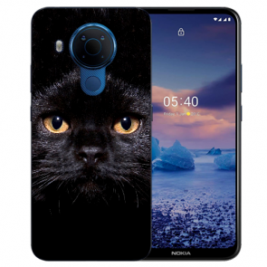 Nokia 5.4 Schutzhülle Silikon TPU Handy Hülle mit Fotodruck Schwarze Katze