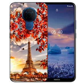 Schutzhülle Silikon TPU Handy Hülle für Nokia 5.4 mit Fotodruck Eiffelturm  