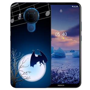 Schutzhülle Silikon TPU Handy Hülle für Nokia 5.4 mit Fotodruck Fledermaus-mond