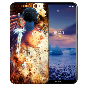 Nokia 5.4 Schutzhülle Silikon TPU Handy Hülle mit Fotodruck Indianerin Porträt