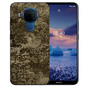 Nokia 5.4 Schutzhülle Silikon TPU Handy Hülle mit Braune Muster Fotodruck Etui