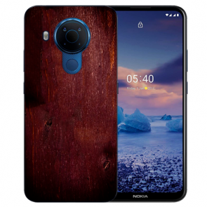 Nokia 5.4 Schutzhülle Silikon TPU Handy Hülle mit Eichenholz -Optik Fotodruck Etui